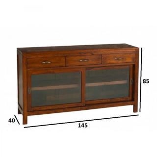 Buffet BALI 2 portes coulissantes 3 tiroirs en mindi style colonial