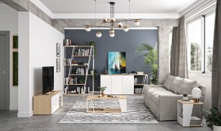 Buffet design ALBI Chêne/blanc