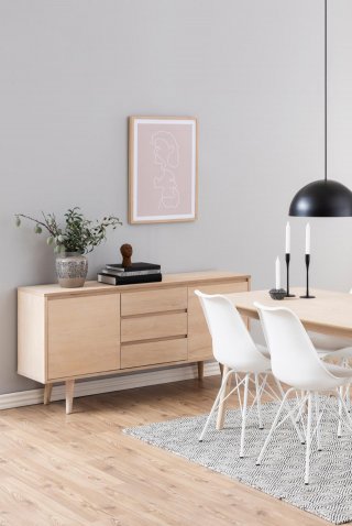 Buffet bas design NORA 2 portes 3 tiroirs Bois naturel