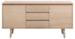 Buffet bas design NORA 2 portes 3 tiroirs Bois naturel