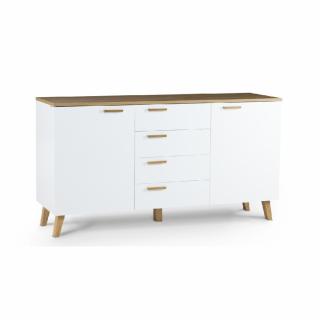 Buffet bas FREDO blanc
chêne naturel 2 portes et 4 tiroirs
