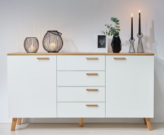 Buffet bas FREDO blanc
chêne naturel 2 portes et 4 tiroirs