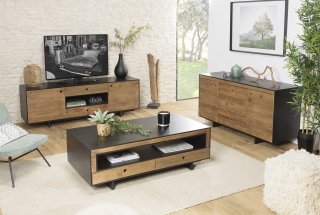 Buffet DANDY 2 portes 3 tiroirs en pin recyclé