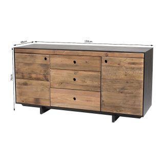 Buffet DANDY 2 portes 3 tiroirs en pin recyclé