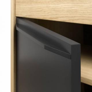 LIME buffet design chêne avec 3 portes laque noir mat pied en acier laqué noir