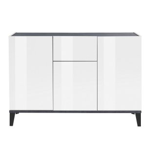 Buffet bas VALIE blanc, gris ardoise 3 portes 1 tiroir