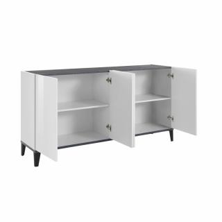 Buffet bas VALIE blanc, gris ardoise 4 portes Buffet bas VALIE blanc, gris ardoise 4 portes