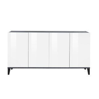Buffet bas VALIE blanc, gris ardoise 4 portes