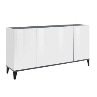 Buffet bas VALIE blanc, gris ardoise 4 portes