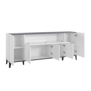 Buffet bas VALIE blanc, ardoise 1 porte centrale rabattable