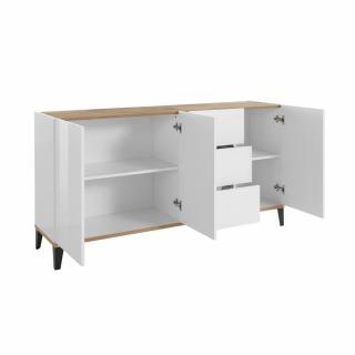 Buffet bas VALIE blanc, érable 3 portes 3 tiroirs Buffet bas VALIE blanc, érable 3 portes 3 tiroirs