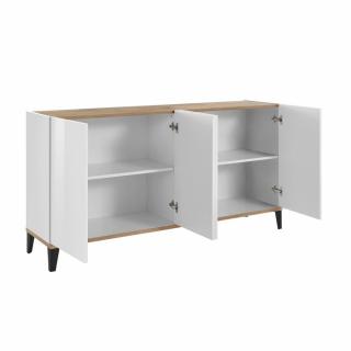 Buffet bas VALIE blanc, érable 4 portes