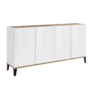 Buffet bas VALIE blanc, érable 4 portes
