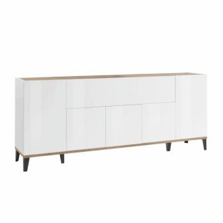 Buffet bas VALIE blanc, érable 1 porte centrale rabattable Buffet bas VALIE blanc, érable 1 porte centrale rabattable