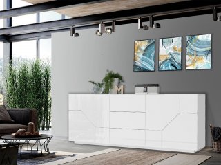 Buffet bas NALIE
blanc laqué brillant  4 portes 3 tiroirs