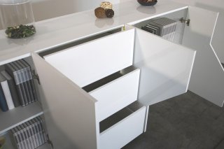 Buffet bas NALIE
blanc laqué brillant  4 portes 3 tiroirs