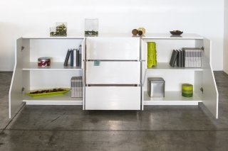 Buffet bas NALIE
blanc laqué brillant  4 portes 3 tiroirs