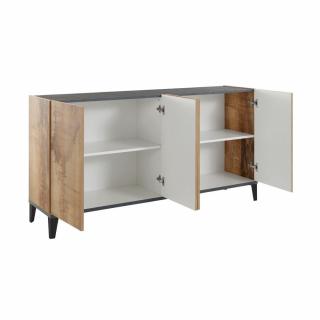 Buffet bas VALIE érable, gris ardoise 4 portes Buffet bas VALIE érable, gris ardoise 4 portes