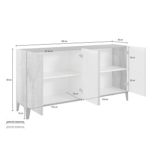 Buffet bas VALIE érable, gris ardoise 4 portes