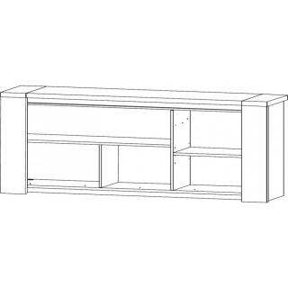 DERBY Buffet enfilade 3 portes en chêne taupe porte en verre taupe éclairage led inclus