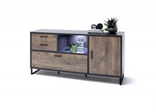 Buffet HALTON 2 tiroirs 1 porte 1 abattant  décor chêne gris cosmos 