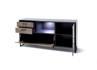 Buffet HALTON 2 tiroirs 1 porte 1 abattant  décor chêne gris cosmos 