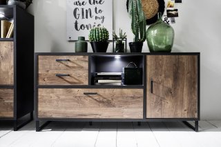 Buffet HALTON 2 tiroirs 1 porte 1 abattant  décor chêne gris cosmos 