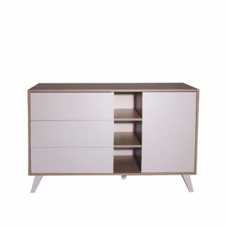 Buffet design scandinave SQUARE 1 porte 3 tiroirs blanc