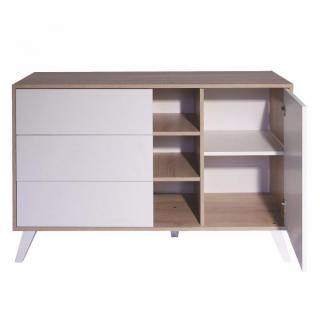 Buffet design scandinave SQUARE 1 porte 3 tiroirs blanc