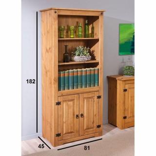 Buffet haut rustique  MEX en pin massif 2 portes battantes et 2 tablettes