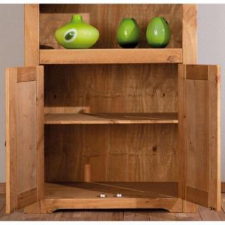 Buffet haut rustique  MEX en pin massif 2 portes battantes et 2 tablettes