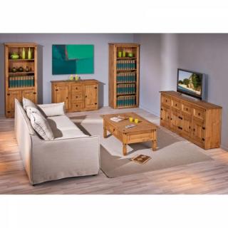 Buffet haut rustique  MEX en pin massif 2 portes battantes et 2 tablettes