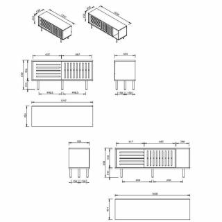 buffet haut DANN chêne avec 6 niches et 2 portes coulissantes blanches