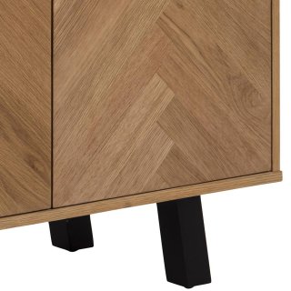 Buffet 3 Portes BRYANT chêne pieds chêne laqué noir mat 