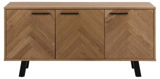 Buffet 3 Portes BRYANT chêne pieds chêne laqué noir mat 