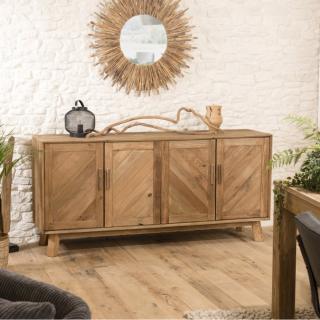 Buffet 4 portes SANDY Scandinave  en bois Pin recyclé