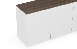 Buffet WHITY blanc mat 180cm 3 portes Plateau noyer