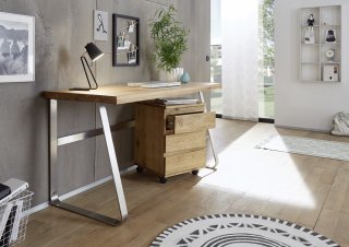 Bureau BEATA chêne huilé piétement métal brossé