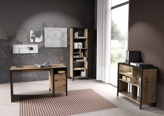 Bureau Industriel INOUI finition chêne artisan et acier foncé