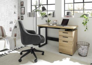 Bureau design MILA 2 tiroirs 1 porte décor chêne