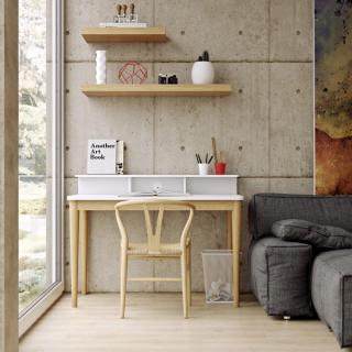 bureau XIRA chêne avec plateau blanc