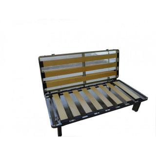 Banquette BZ convertible AXEL à imprimés triangles gris et noir 160*200cm matelas confort BULTEX
