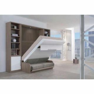 Armoire lit escamotable CAMrevêtement polyuréthaneS JACQUELIN autoporteur avec canapé Couchage 140cm