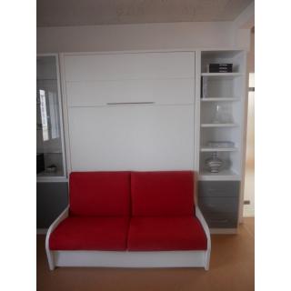 Armoire lit escamotable CAMrevêtement polyuréthaneS JACQUELIN autoporteur avec canapé Couchage 140cm