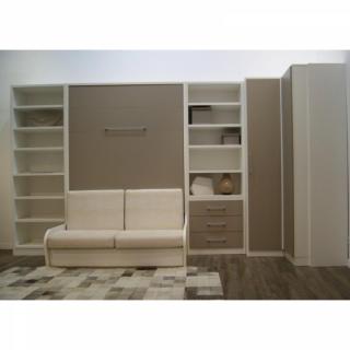 Armoire lit escamotable CAMrevêtement polyuréthaneS JACQUELIN autoporteur avec canapé Couchage 140cm