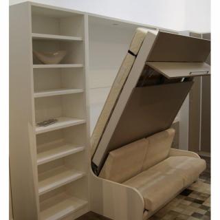 Armoire lit escamotable CAMrevêtement polyuréthaneS JACQUELIN autoporteur avec canapé Couchage 140cm