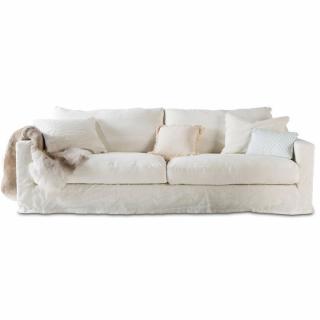 Canapé 4 places BISCARROSSE 240 cm tissu Newlin blanc   Home Spirit