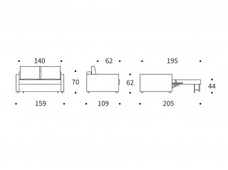 INNOVATION LIVING  Canapé NEAH SLIM convertible 140x195 tissu Taura Cappuccino