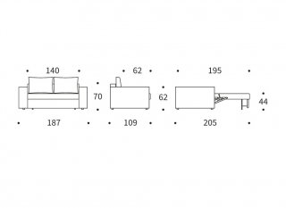 INNOVATION LIVING  Canapé NEAH STANDARD convertible 140x195 tissu Faunal Black