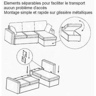 Canapé d'angle  convertible PARIGI + coffre, cuir eco gris